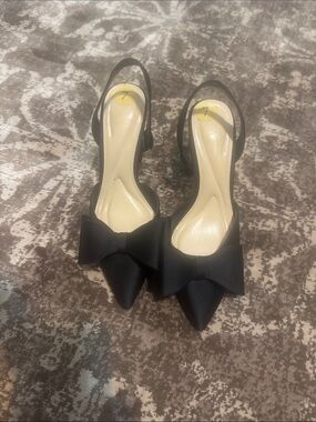Satin Black Pointed Bow Jessica Simpson Heels
